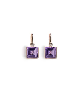 14k Gold King Earrings In Amethyst & Diamond