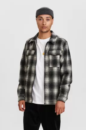 AKHANKY WOOL CHECK OVERSHIRT - Caviar