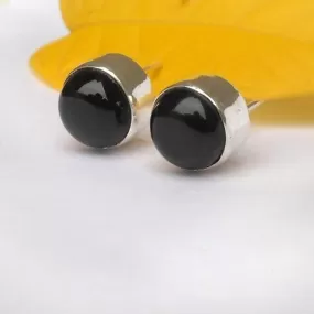 Bold Stud Earring 10mm Black Onyx Ball Stud Earrings Black onyx earrings Gemstone Studs Sterling silver Studs Women's Studs Round studs