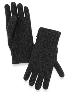 Cashmere Lined Knit Gloves - Charcoal