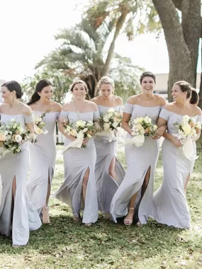 Charming Straight Sleeveless Mermaid Side Slit Long Bridesmaid Dresses.DB10751