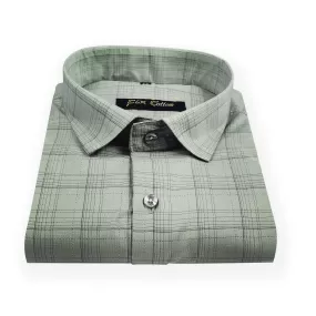 Grey Color Poly Cotton Casual Checked Shirt For Men