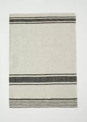 Irregular Stripe Linen Tea Towel | Natural/Black