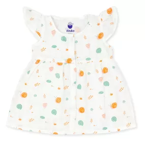 Muslin Frock for Baby Girl -Cap Sleeve 100% Cotton -Snail