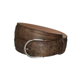 Outlaw Calf Belt with Brushed Nickel Buckle (Pebbled Brown)