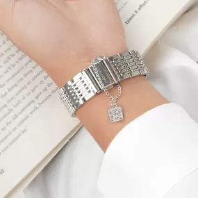 Quad Rhinestone Silver Watch Charm