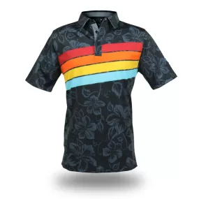 Retro Stripes Black Prism - OGA Men's Polo - Black