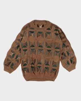 Vintage Men's Unique Knit Patchwork Sweater - M